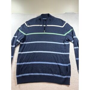 Club Room Men's‎ L Navy Ombre-Stripe Mock-Collar Sweater Cotton Cashmere Silk